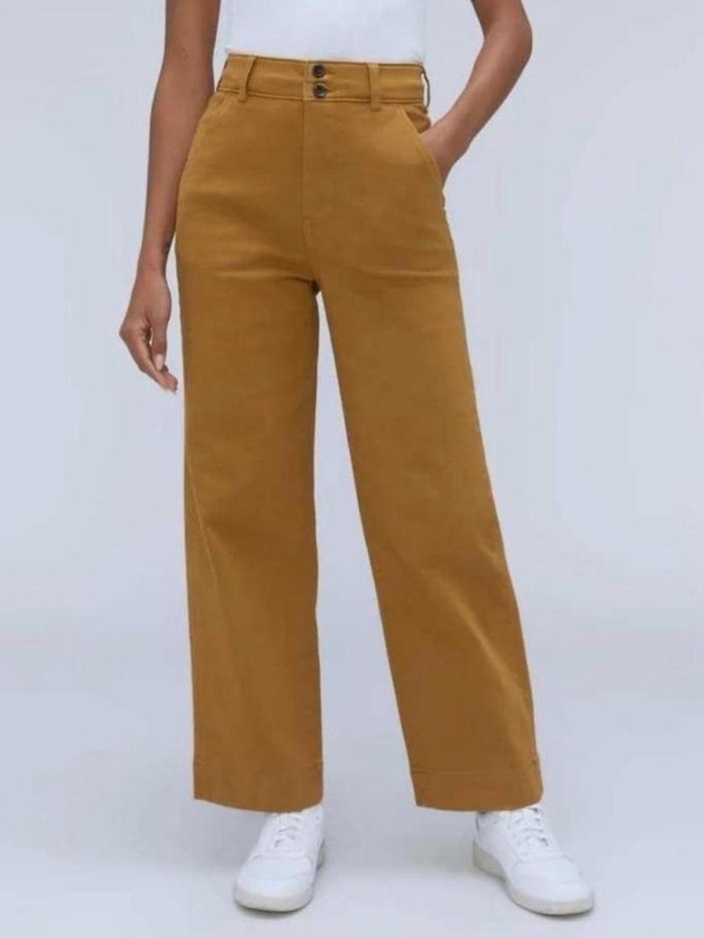 Everlane Organic Cotton Wide-Leg Chinos in Mustard 6